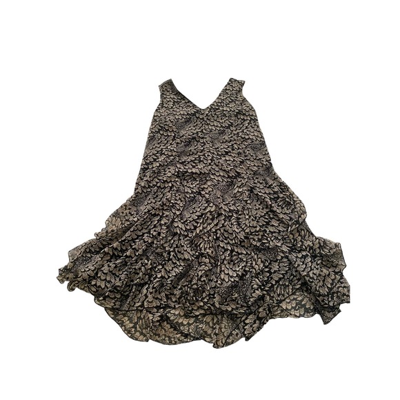 The Pyramid Collection Women's Feather Chiffon Dress, Beige & Black, Large - Picture 5 of 9